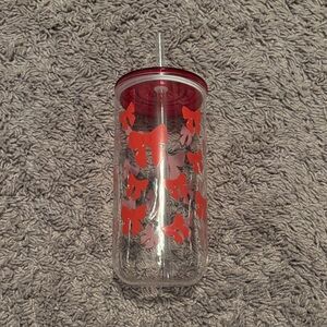 Clear Tumbler with Red Bow Design